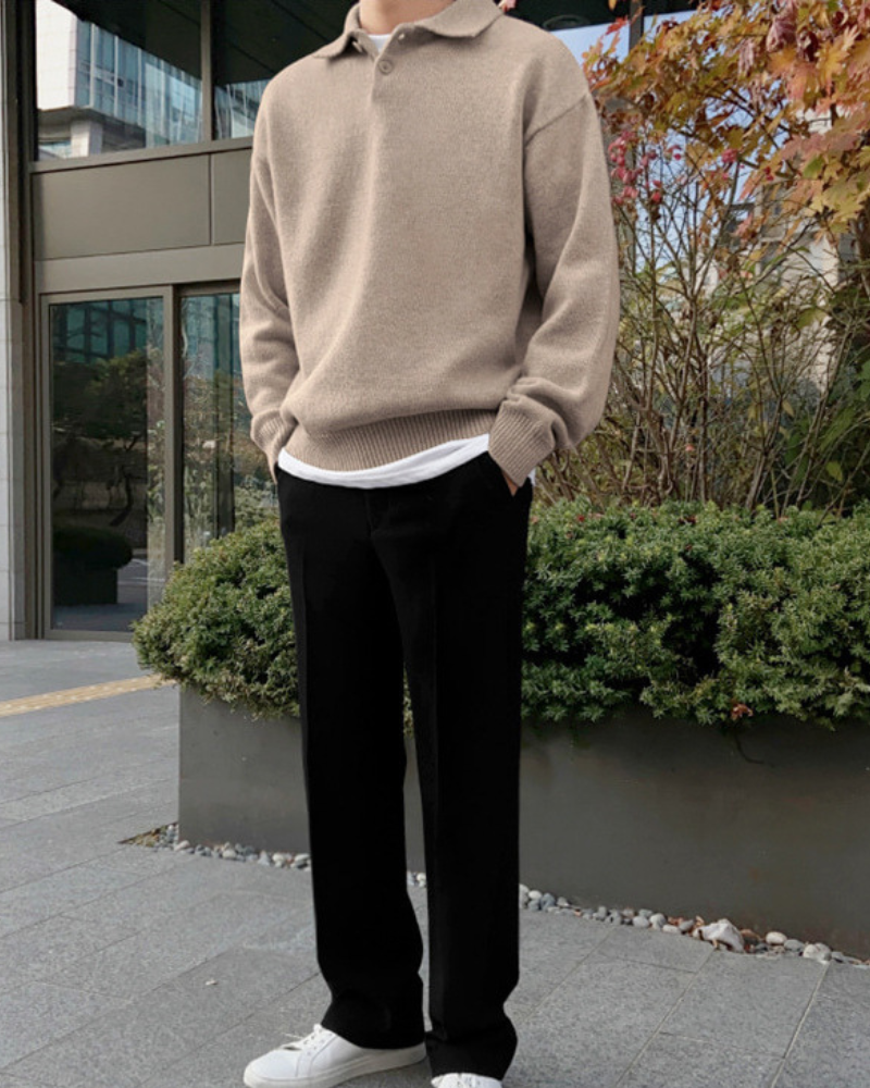 Rosenlund™ | Uld Button Half Zip
