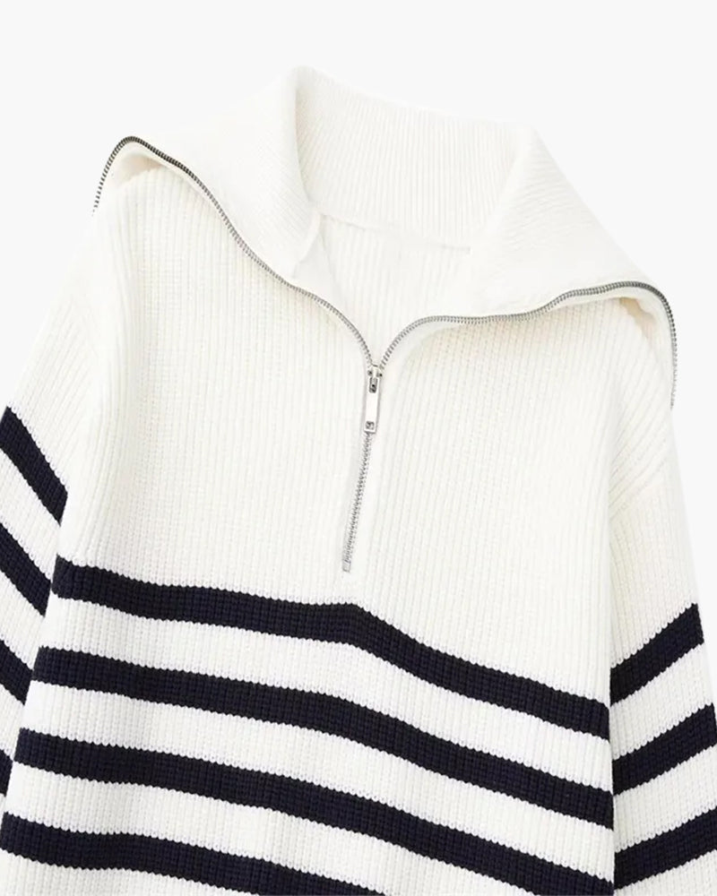 Rosenlund™ | Stribet Zip-Up Trøje