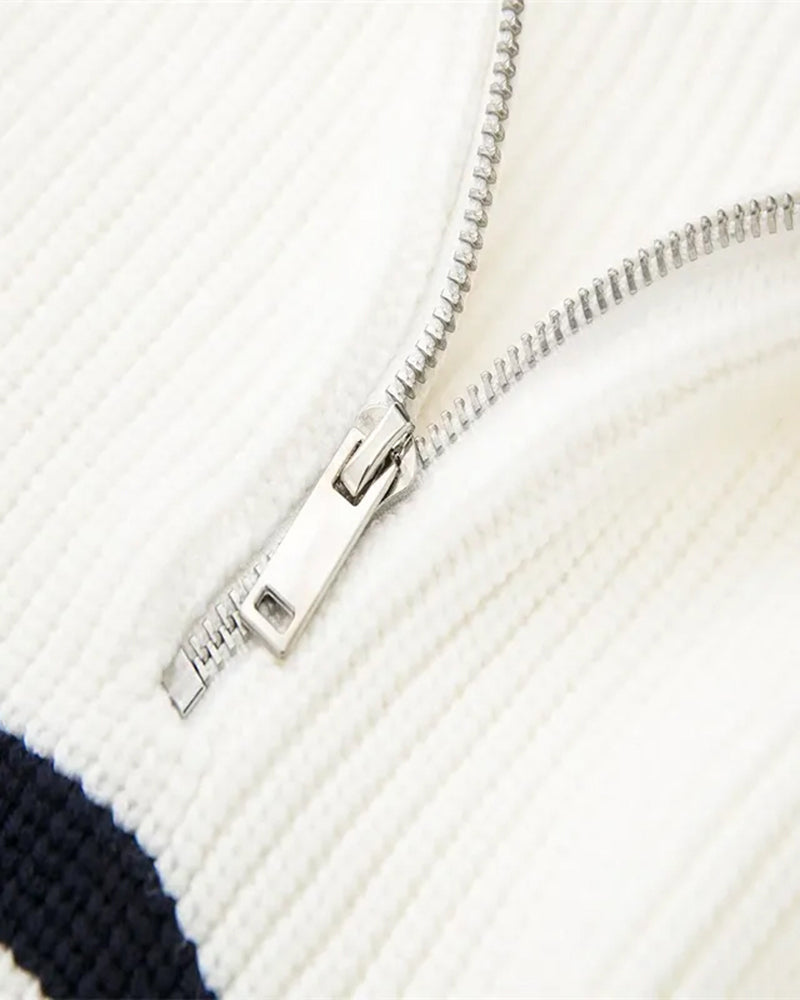 Rosenlund™ | Stribet Zip-Up Trøje