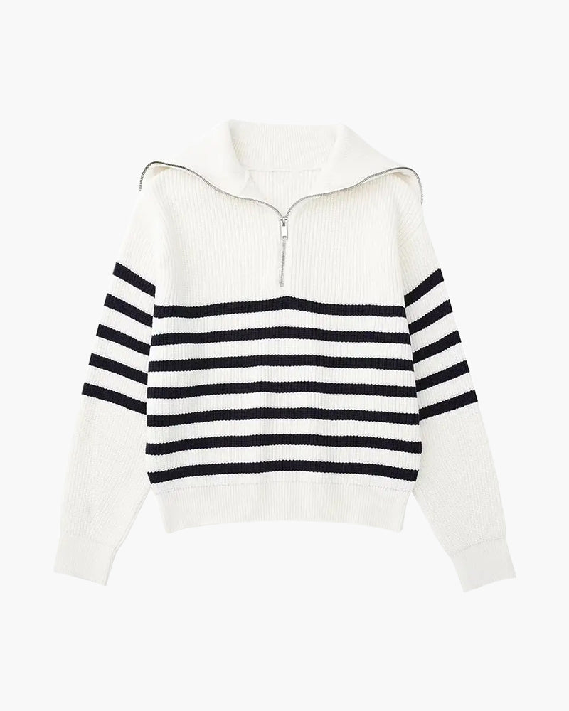 Rosenlund™ | Stribet Zip-Up Trøje