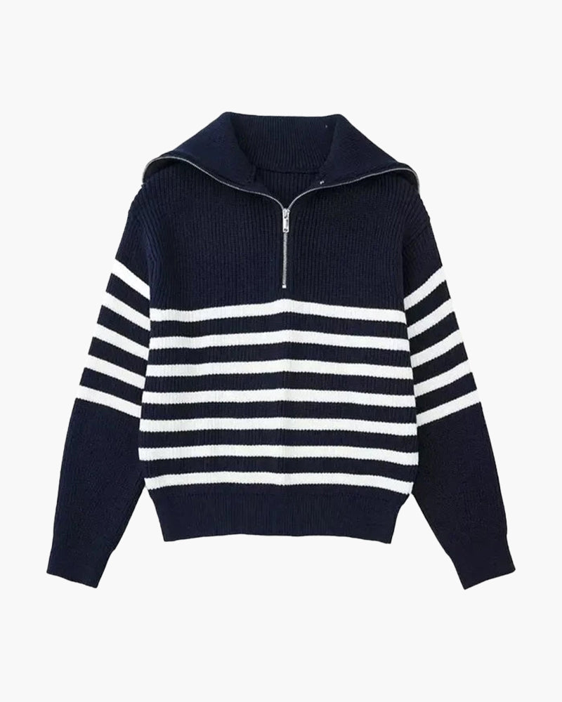 Rosenlund™ | Stribet Zip-Up Trøje