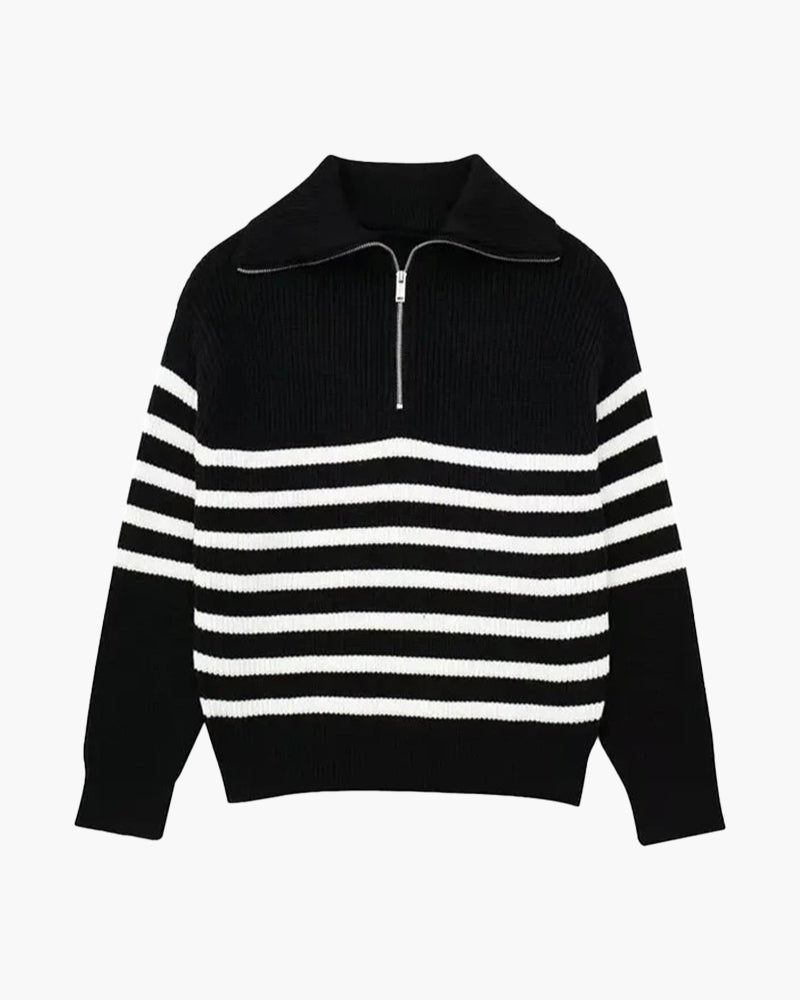 Rosenlund™ | Stribet Zip-Up Trøje