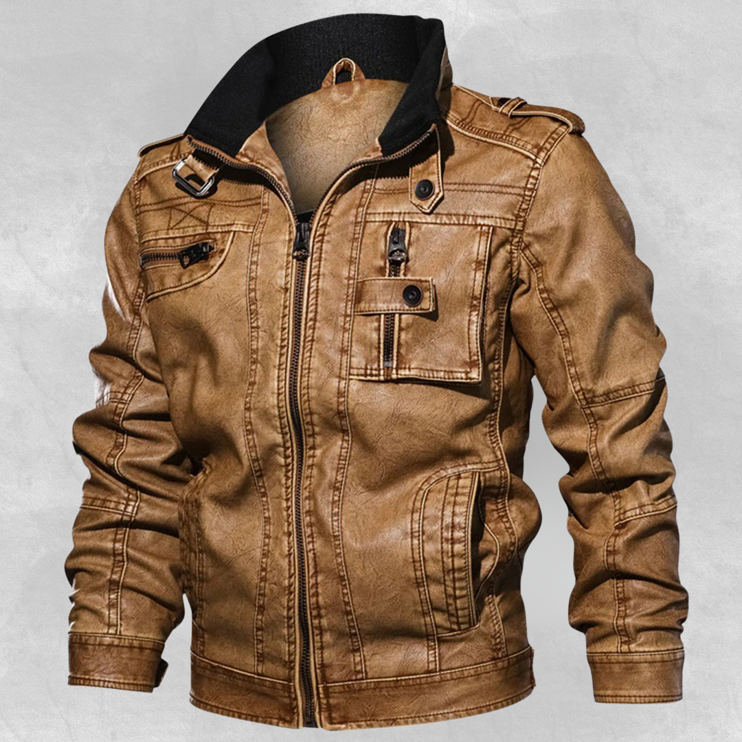 Alfred™ | Herre Motojakke i retro læderlook
