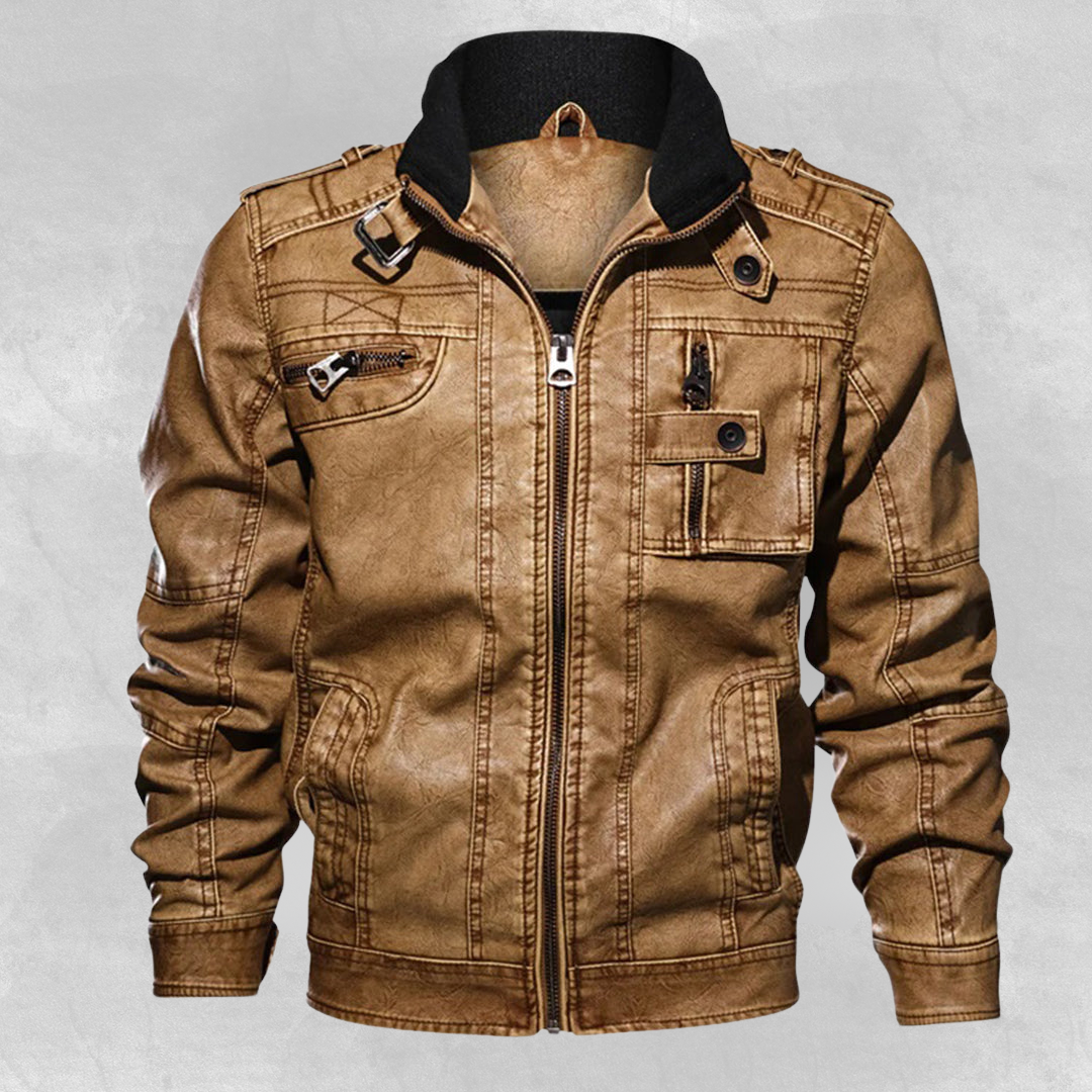 Alfred™ | Herre Motojakke i retro læderlook