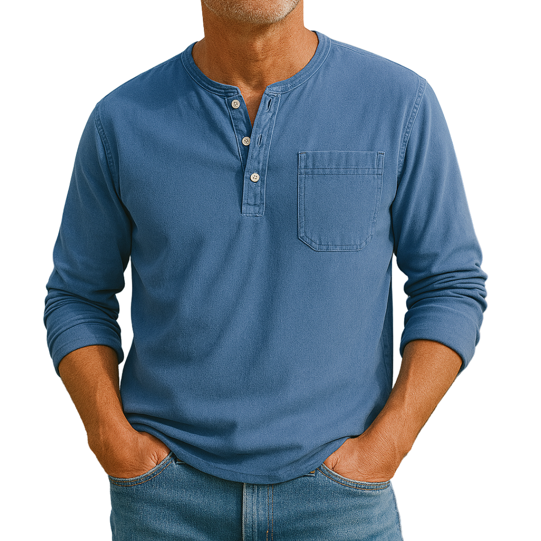 Victor™ | Klassisk bomuldstrøje med Henley-hals