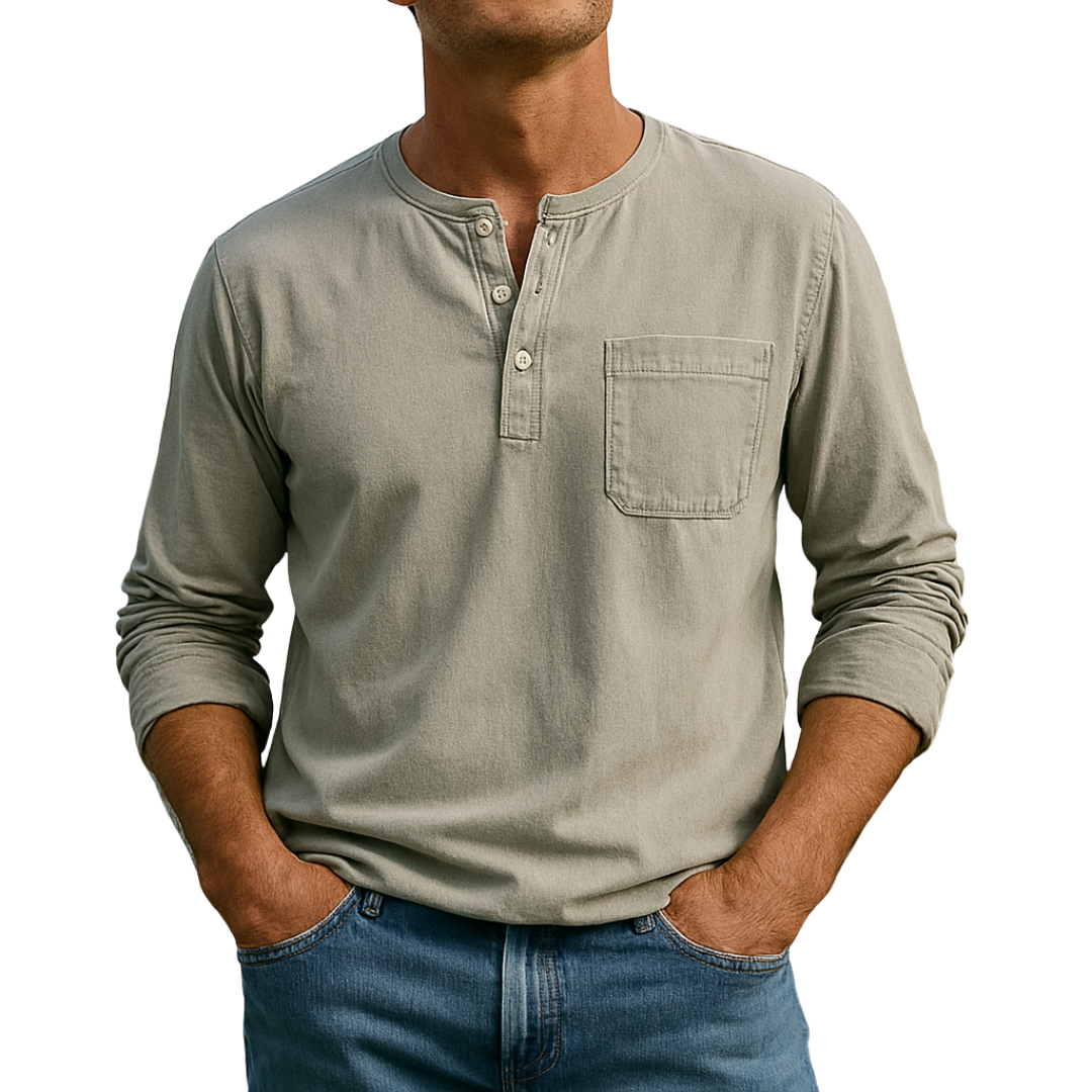 Victor™ | Klassisk bomuldstrøje med Henley-hals