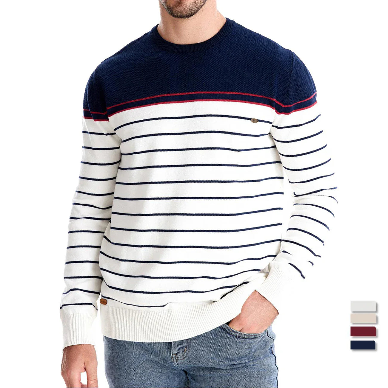 Mogens™ | Herrepullover med diskret stribemønster